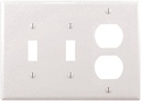 WALL PLT 3G RECPT/2TGL MID WHT