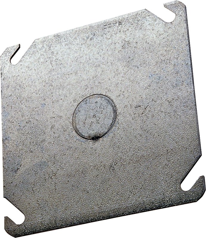 COVER BOX SQ STL FLT 1/2KO 4IN