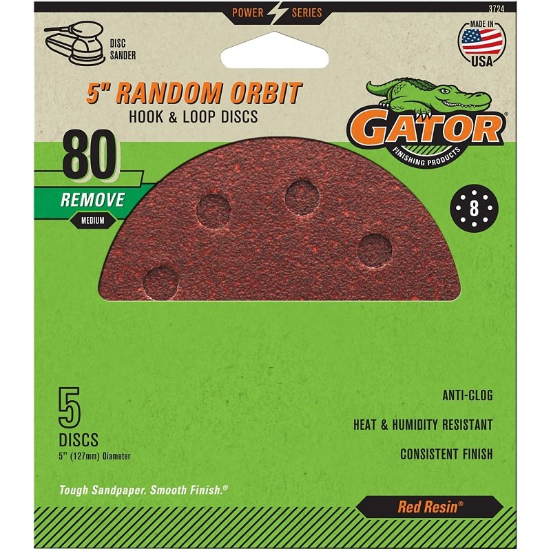 5IN 80GRIT 8HOLE HK/LOOP 5PK  
