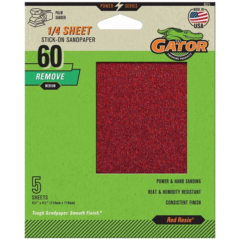 60GRIT PSA 1/4 SHEET 5PK      