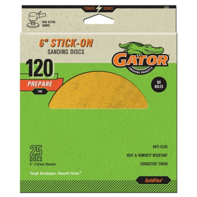 6IN GOLD STICK-ON DISC 120#   