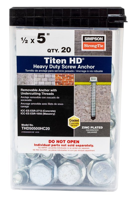 ANCHOR SCREW HD HEX 1/2 X 5IN 