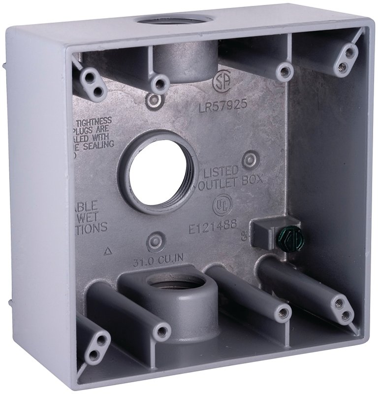 BOX OUTLET ALUM 2G 32CU IN GRY