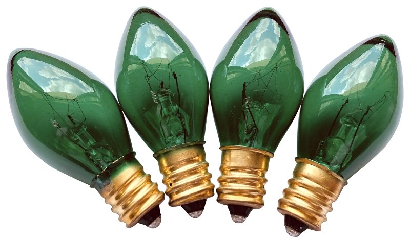 BULBS REPL C7 TRANS GRN 4PK   