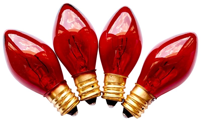 BULBS REPL C7 TRANS RED 25CT  