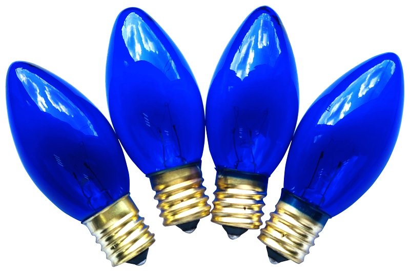 BULBS REPL C9 TRANS BLUE 4PK  