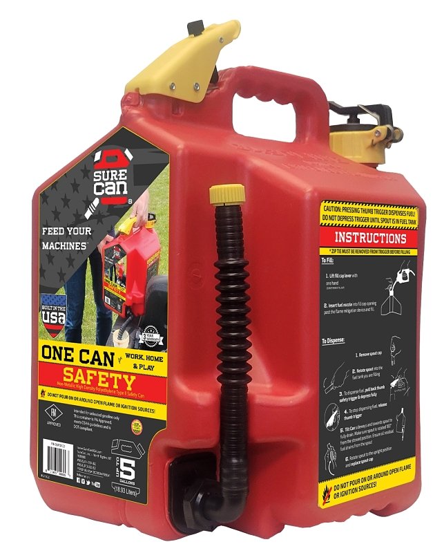 CAN GASOLINE HDPE RED 5GA     