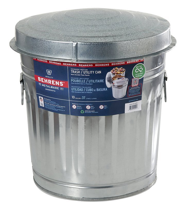 CAN TRASH-UTILITY STEEL 10 GAL
