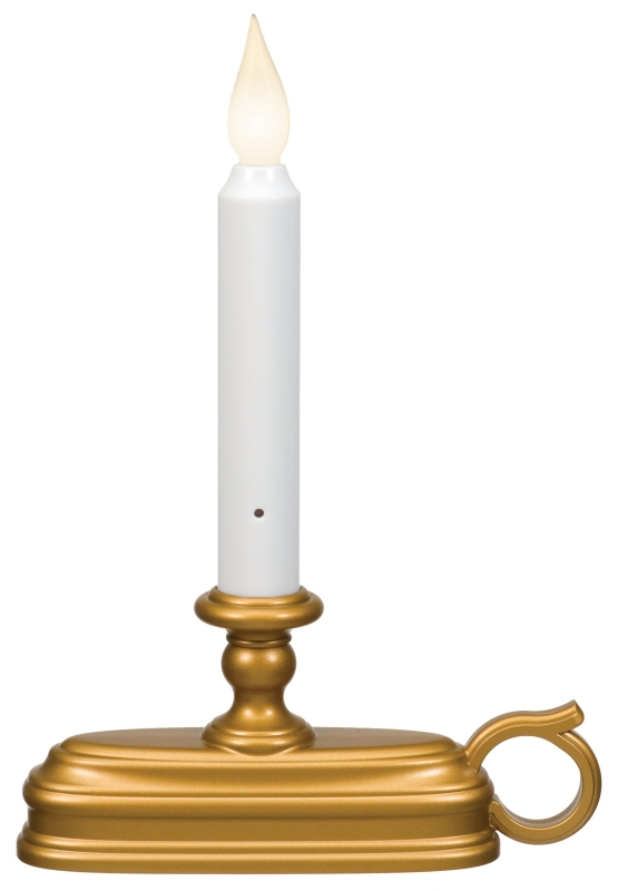 CANDLE WDW B/O LED DLX BRS 9IN