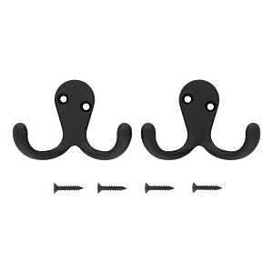 CLOTHES HOOK DOUBLE MATTE BLK 