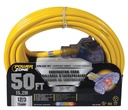 CORD EXT 3TAP LT 12/3X50FT YEL