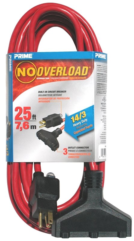 CORD EXT CIRBRKR 14/3X25FT RED