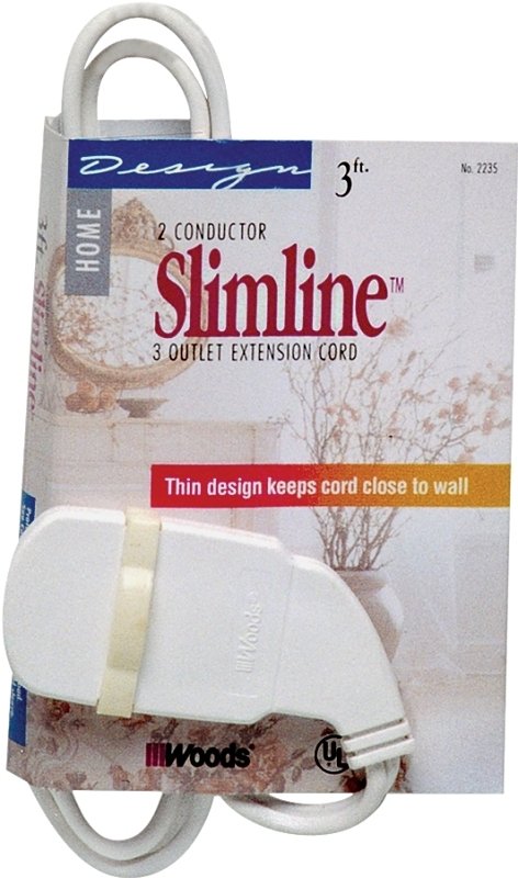 CORD EXT INDR SLM 16/2X3FT WHT