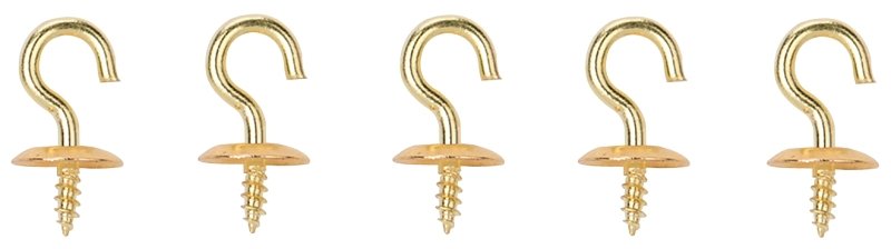 CUP HOOK SOLID BRASS 1/2IN 5PC