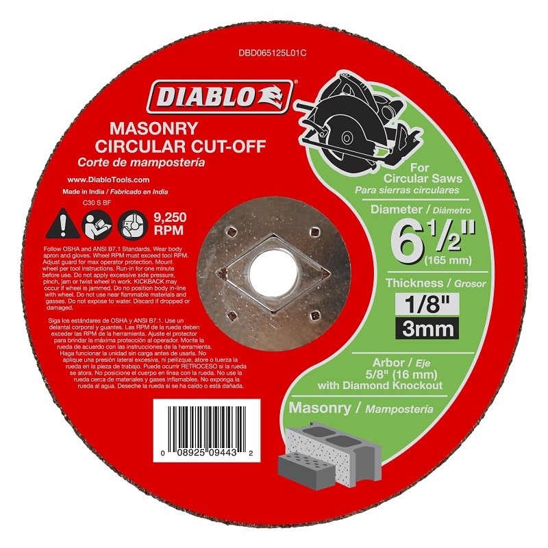 CUTOFF DISC MASONRY 6-1/2 IN  