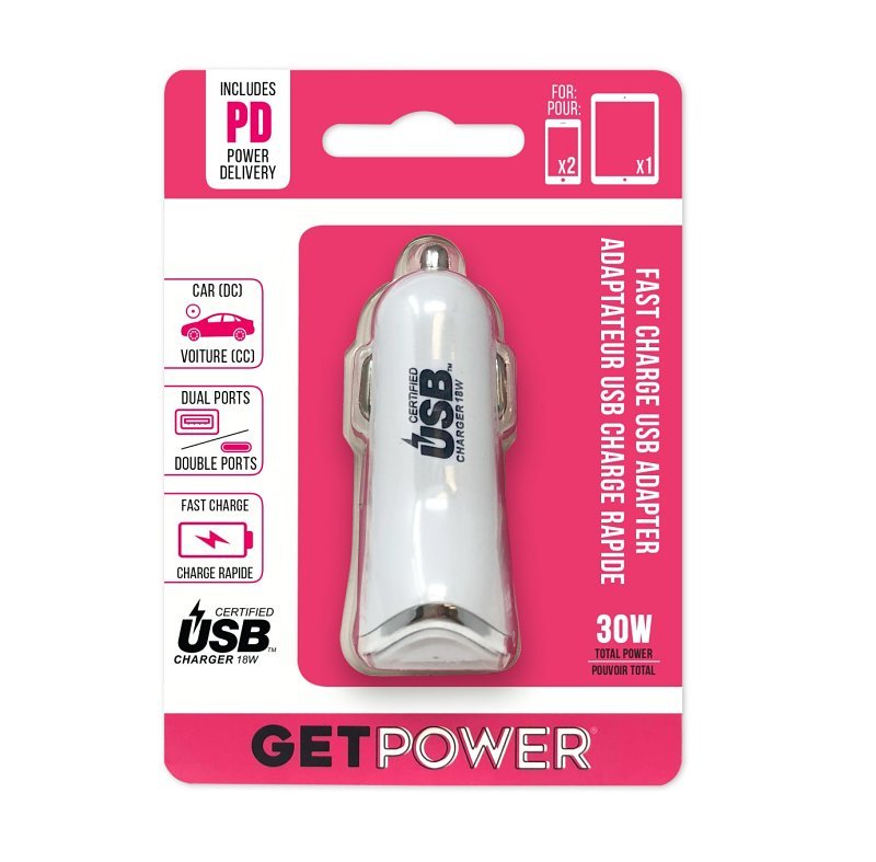 DC CAR ADAPTER USB C&USB A 30W