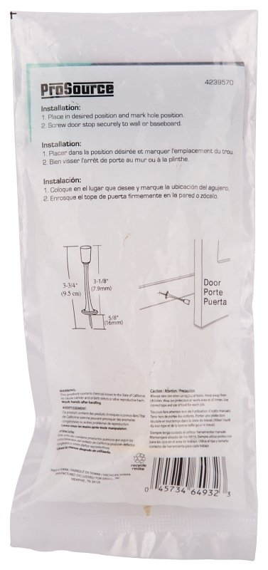 DOOR STOP CAST 3-1/8IN POL BRS