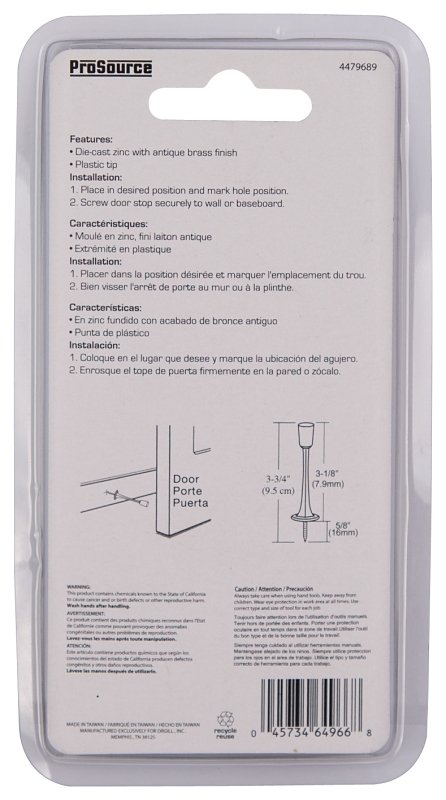 DOOR STOP RIGID 3-1/8IN SATNIC