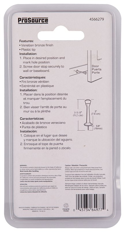 DOOR STOP RIGID 3IN VEN BRNZ  