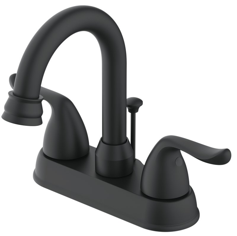FAUCET LAV 4IN 2HNDL LEVER BLK