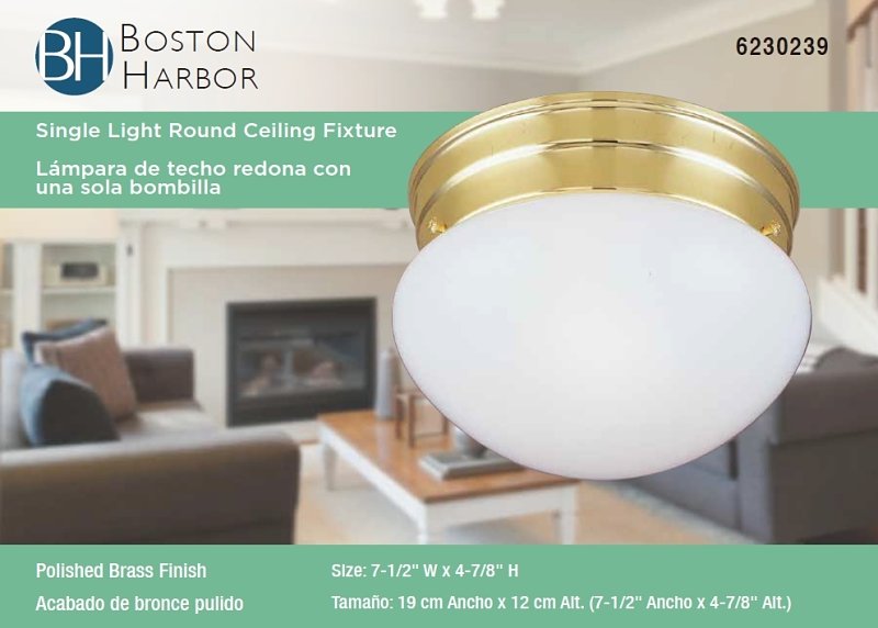 FIXTURE CEIL 1LT MED OPAL PB  