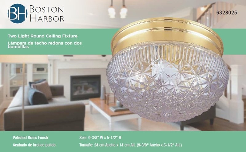 FIXTURE CEIL 2LT MED FACETD PB