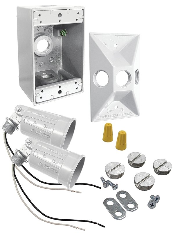 FLOODLIGHT KIT WTHRPRF 2LT WHT