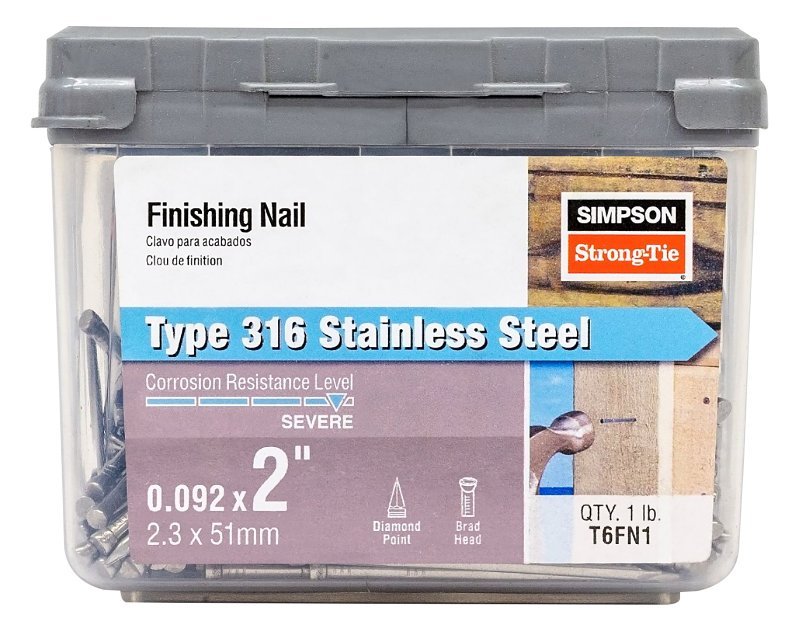 FNSHNG NAIL 316SS 13GA 6DX2IN 