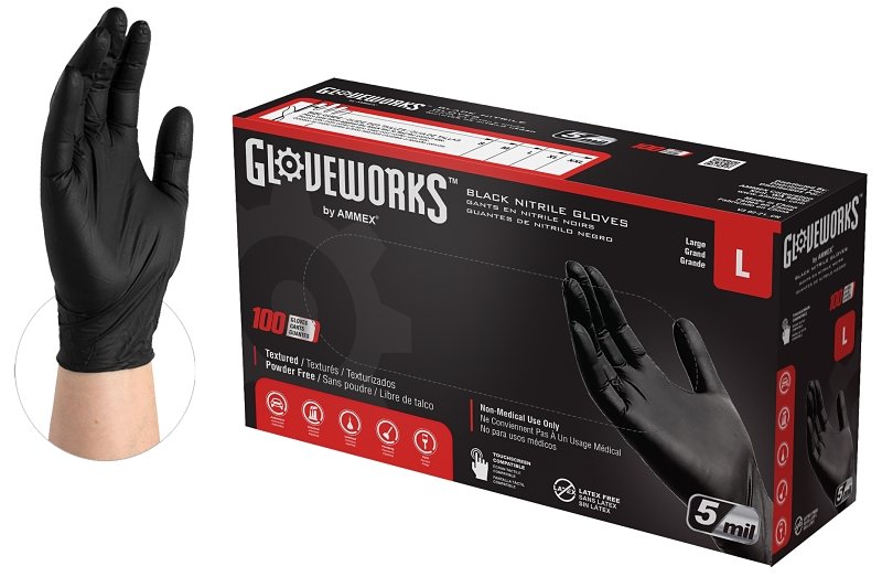 GLOVE NITRILE TXRD BLK 5MIL L 