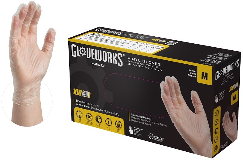 GLOVE VNYL PWDFRE CLR 4MIL MED