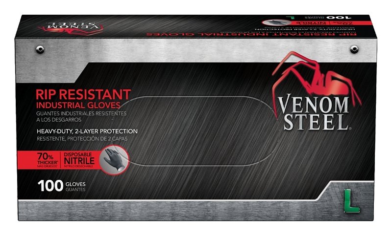 GLOVES INDUS NITRILE BLACK LG 