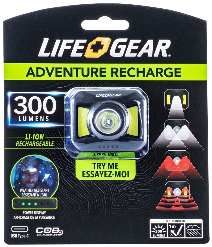 HEADLIGHT USB RECHRG 4MD 300LM