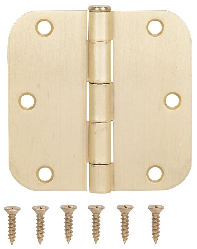HINGE DR RD 3.5X3.5IN SAT BRS 