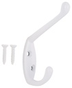 HOOK COAT/HAT WHITE FIN ZINC  
