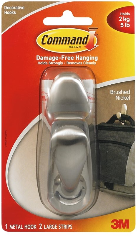 HOOK METAL LARGE BRSHD NKL    