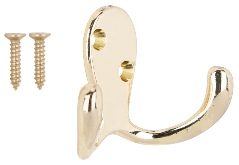 HOOK ROBE DBL PRONG POL BRS   
