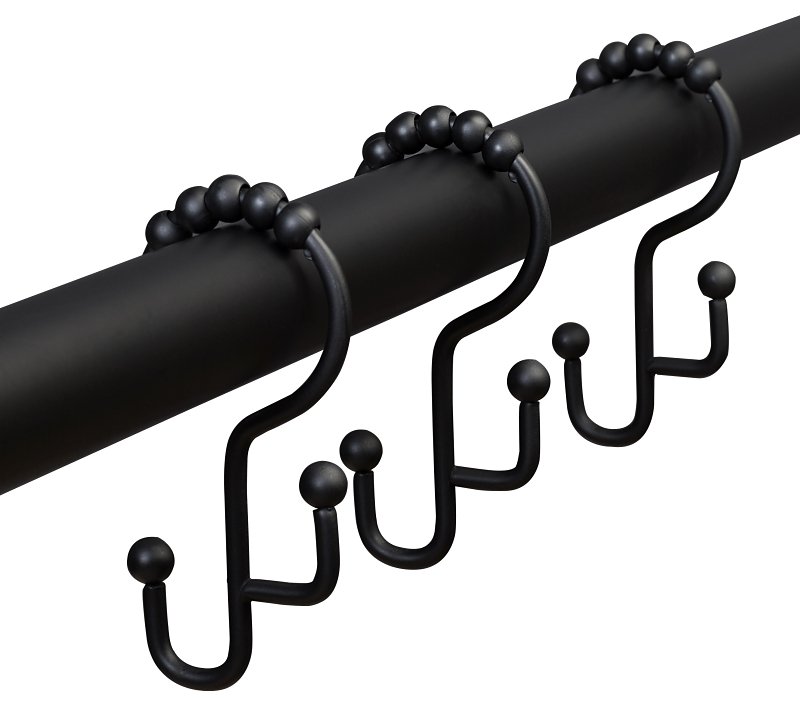 HOOKE SHOWER DBL RLR MATTE BLK