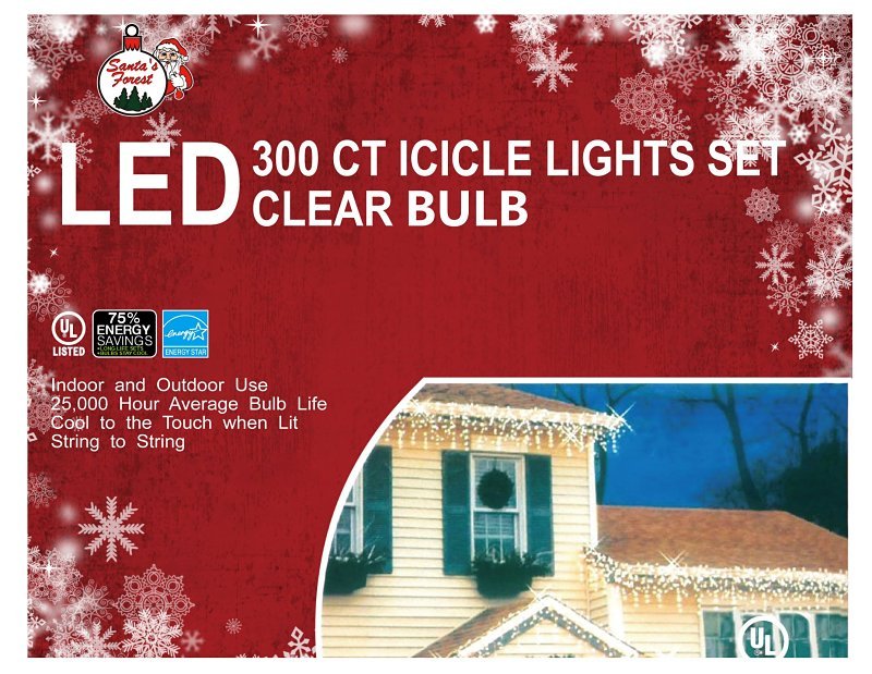 ICICLE LIGHT SET LED WHT 300CT