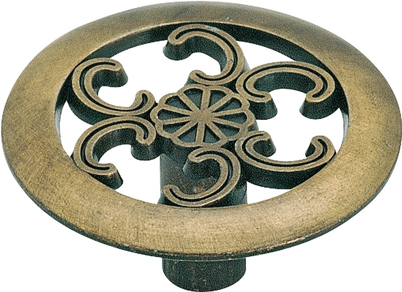 KNOB CABINET 1-1/2IN ANT BRASS