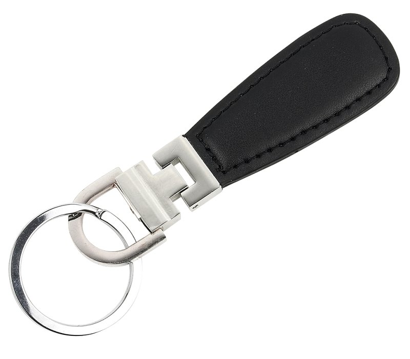 KYCHN KEY RING LEATHERETTE BLK