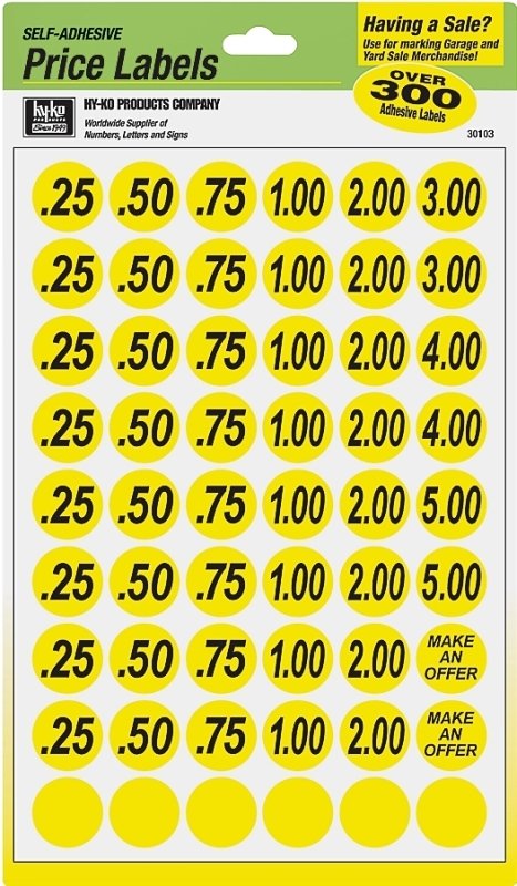 LABEL PRICE SLFADH 3/4IN YEL  