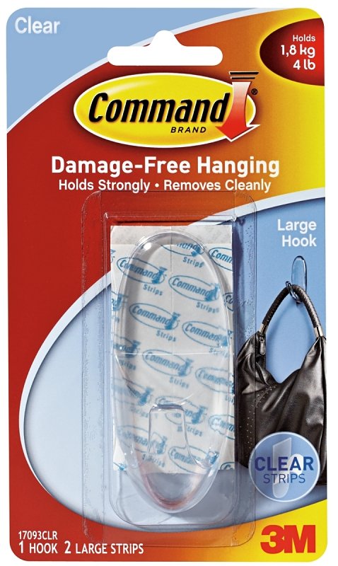 LARGE CLEAR HOOK AND STRIPS   