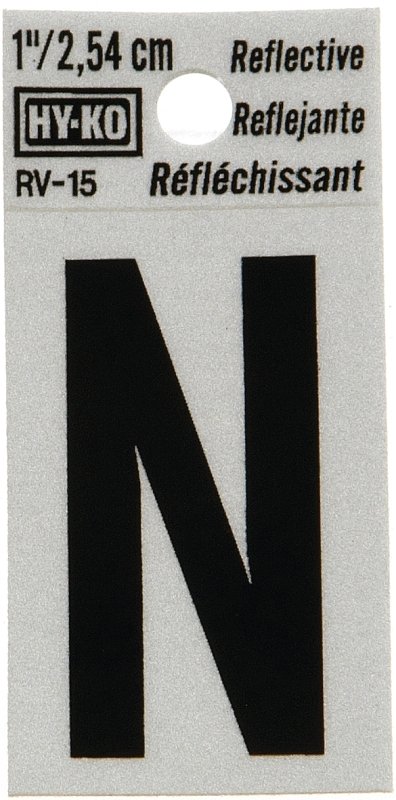 LETTER HOUSE N 1IN REFL BLK   