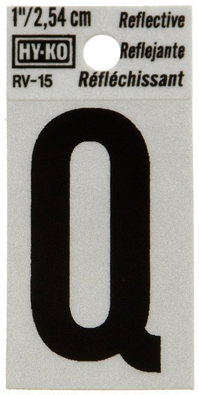 LETTER HOUSE Q 1IN REFL BLK   