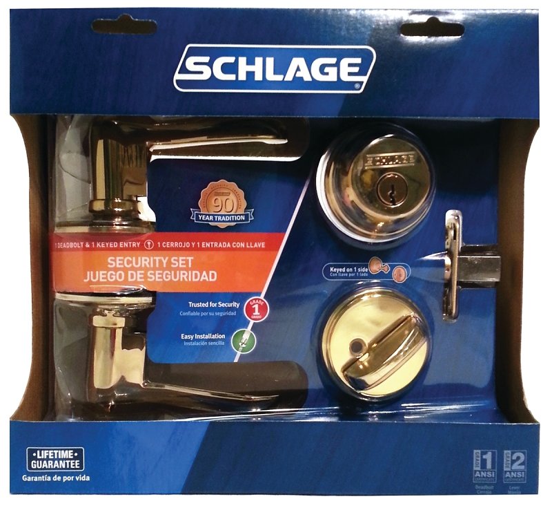 LEVER DOOR ENTRY D-BOLT BRASS 