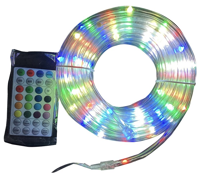 LIGHT ROPE M-FUNC LED CLR 33FT