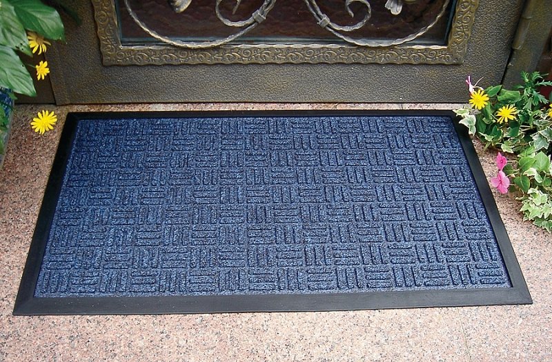 MAT DOOR RUBBER BLUE 18X30IN  
