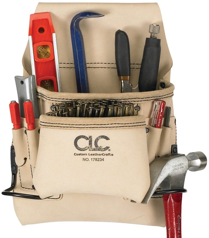 NAIL/TOOL BAG 8PKT CRPTR LTHR 