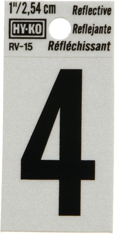 NUMBER HOUSE 4 1IN REFL BLK   