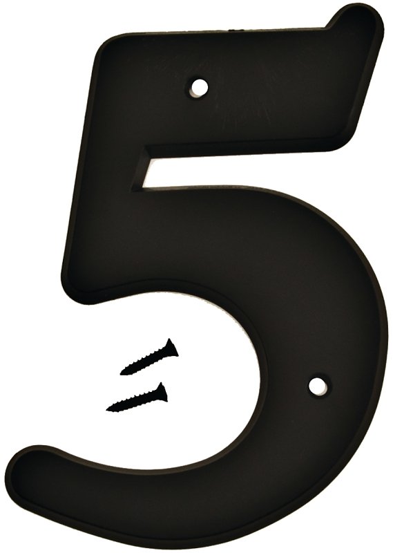 NUMBER HOUSE 5 PLASTIC 6IN BLK